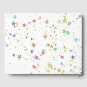 Besondere Ereignisse farbenfrohe Sterne auf weißem Gästebuch (Rückseite)