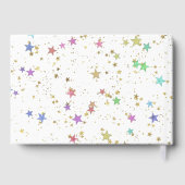 Besondere Ereignisse farbenfrohe Sterne auf weißem Gästebuch (Rückseite)
