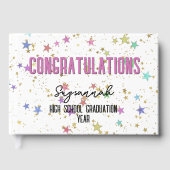 Besondere Ereignisse farbenfrohe Sterne auf weißem Gästebuch (Vorderseite)