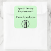 Besondere Ernährungsvorschriften Quadratischer Aufkleber (Tasche)