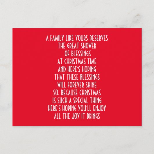 BESONDERE FAMILIE BEI CHRISTMAS FEIERTAGSPOSTKARTE (Vorderseite)