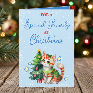 Besondere Familie süße Katze blau Weihnachten