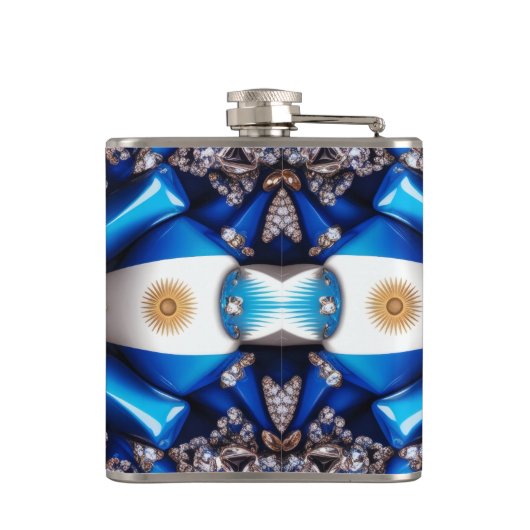 Besondere Flasche mit argentinischem Farbdesign Flachmann (Rückseite)