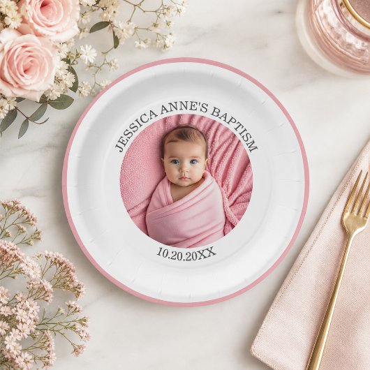Besondere Foto Mädchen-Taufe Pappteller