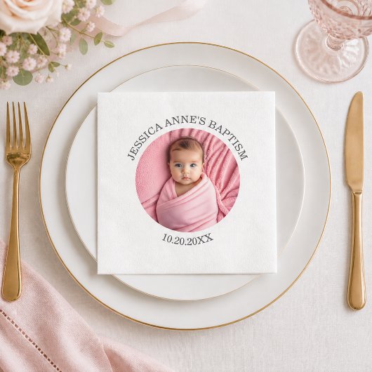 Besondere Foto Mädchen-Taufe Serviette