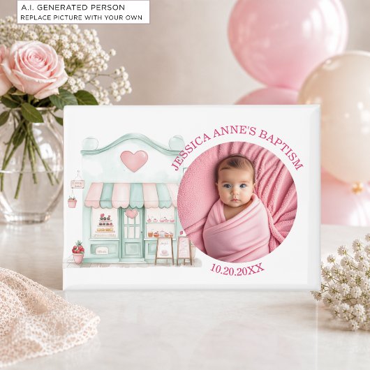 Besondere Foto Mädchen Taufgeschenk Magnet