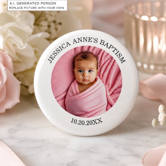 Besondere Foto Mädchen-Taufgunst Button