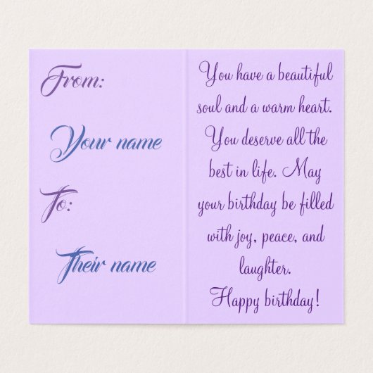 Besondere Geburtskarte (Innenseite Aufgefaltet)