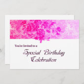 Besondere Geburtstagsfeier (rosa Glühen) Einladung (Vorne/Hinten)