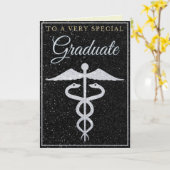 Besondere Graduate Silver Glitzer Medical Card Karte (Gelbe Blume)