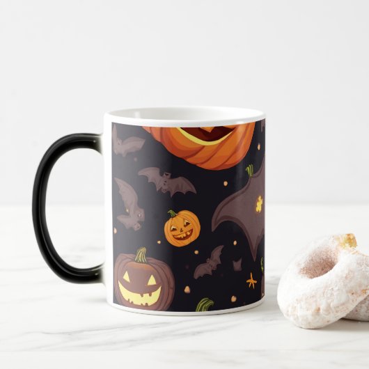 besondere Halloween-Design-Tasse Verwandlungstasse (Mit Donut)