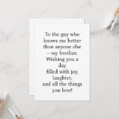 BESONDERE KARTE FÜR DEN GEBURTSTAG DES BESONDEREN  (Vorderseite/Rückseite Beispiel)