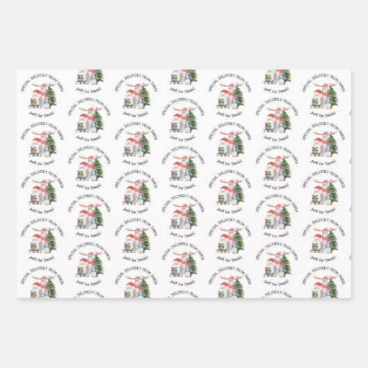 Besondere Lieferung Personalisiert Santa Briefmark Geschenkpapier Set (Vorderseite 3)