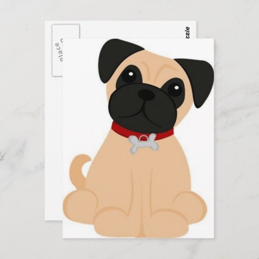 Besondere Mode - Mops Postkarte (Vorne/Hinten)