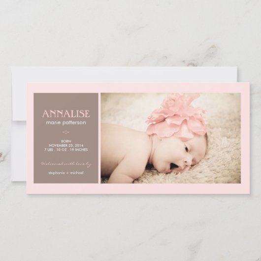 Besondere Moment Foto Baby Girl Geburtserklärung Ankündigung (Vorderseite)