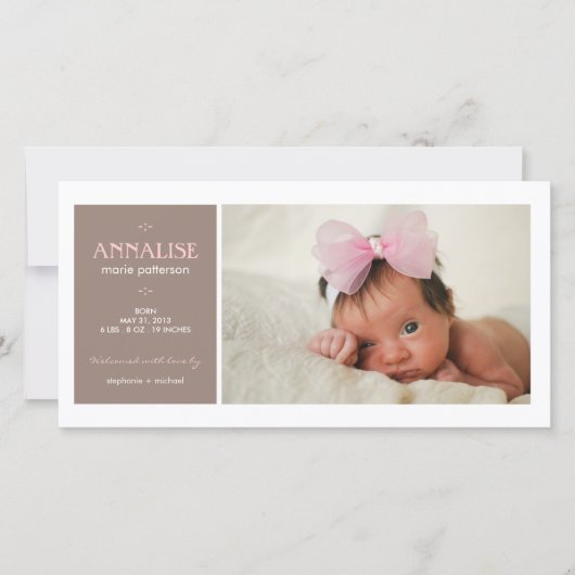 Besondere Moment Foto Baby Girl Geburtserklärung Ankündigung (Vorderseite)