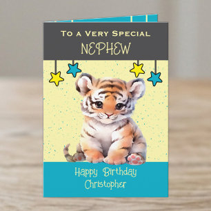 Besondere Neffe-Tiger-Kinder graue Geburtstagskart Karte