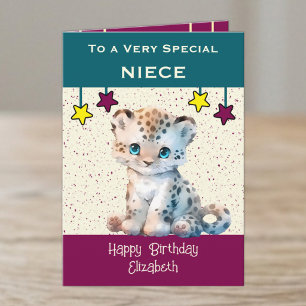 Besondere Nichte Leopard Kinder Teal Geburtstag Karte