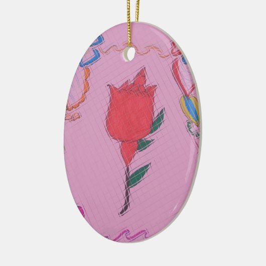 Besondere Rose Keramik Ornament (Links)
