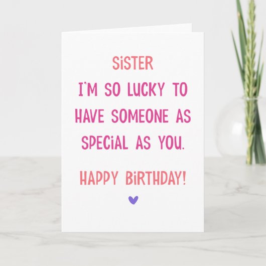 Besondere Schwester Birthday Card Karte (Vorderseite)