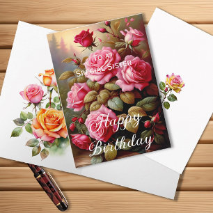Besondere Schwester Helle Rosa Rosen Geburtstag Karte
