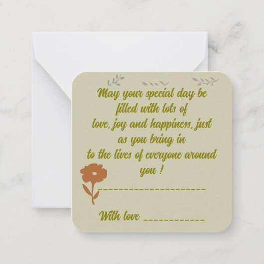 Besondere Tageswünsche Mitteilungskarte (Rückseite)