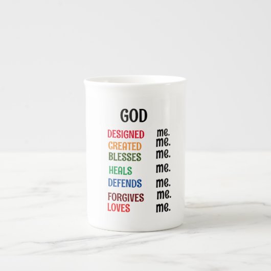 BESONDERE Tasse "GOD DESIGNEED ME" (Vorderseite)
