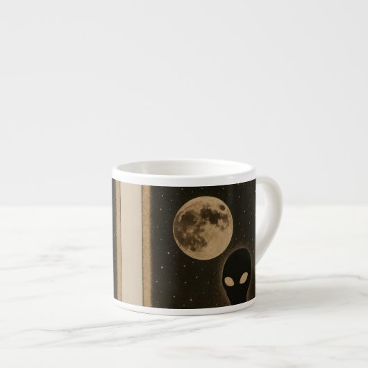 Besondere Tasse Retro Alien Begegnung (Vorderseite Rechts)