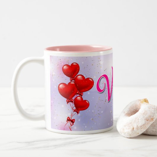 Besondere Valentinwerte Zweifarbige Tasse (Mit Donut)