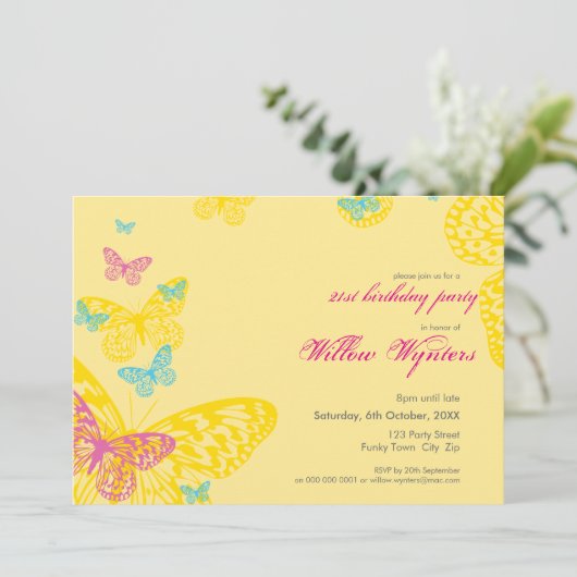 BESONDERE VERANSTALTUNG: Schmetterlinge 6L Einladung (Stehend Vorderseite)