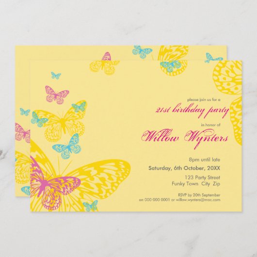 BESONDERE VERANSTALTUNG: Schmetterlinge 6L Einladung (Vorne/Hinten)