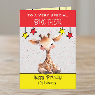 Besonderer Bruder Giraffe Kinder roter Geburtstag Karte