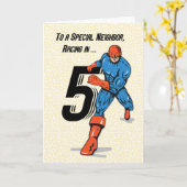 Besonderer Nachbar 5. Geburtstag Superheld Karte (Gelbe Blume)