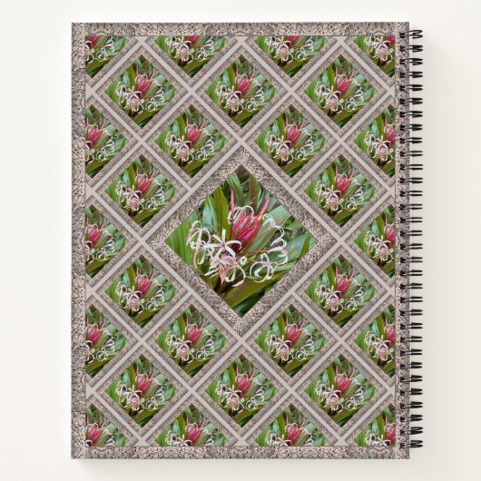 Besonderes Notebook mit rosa Spider-Lilien Notizblock (Rückseite)