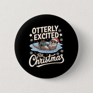 Besonders aufgeregt für Weihnachts-Otter-Tier Love Button