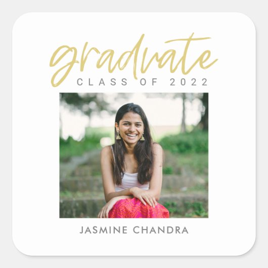 Besonders Coole, bearbeitbare Abschluss-Sticker Quadratischer Aufkleber (Vorderseite)