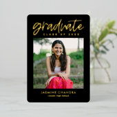 Besonders Coole Foil Abschluss bearbeitbare Farbfo Folieneinladung (Stehend vorne)