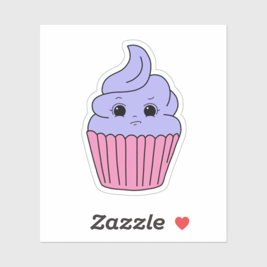 Besorgener Lavendel-Cupcake Aufkleber (Blatt)