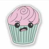Besorgener rosa Cupcake Aufkleber (Vorderseite)