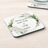 Besorgnis endet, wenn der Glaube an Gott Zitat ang Getränkeuntersetzer (Linke Seite)