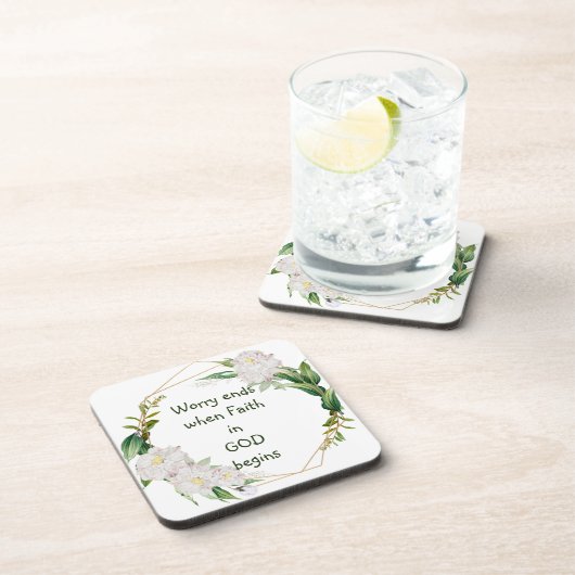 Besorgnis endet, wenn der Glaube an Gott Zitat ang Getränkeuntersetzer (Rechte Seite)