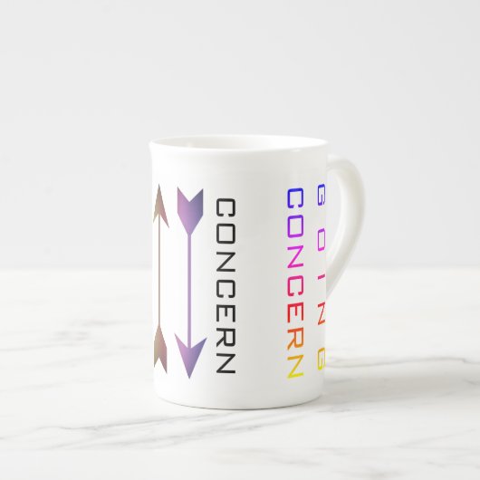 "Besorgnis erregend" Porzellantasse (Vorderseite Rechts)