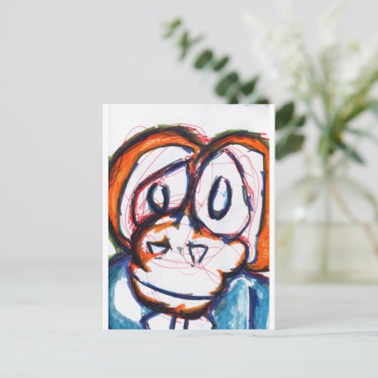besorgt Simian Postkarte (Stehend Vorderseite)