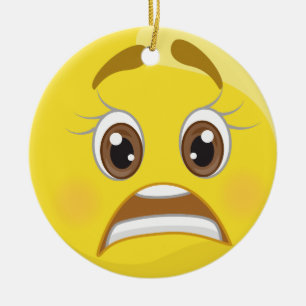 Besorgte Emoji Weihnachtsfeiertags-Verzierung Keramik Ornament