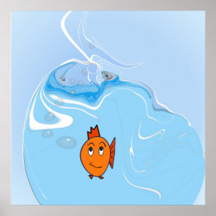Besorgter Fisch mit Blasen Poster