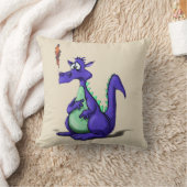 Besorgter lila Drache-Cartoon Kissen (Decke)