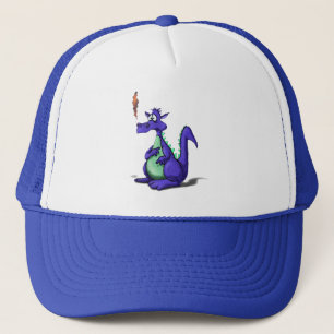 Besorgter lila Drache Cartoon Truckerkappe