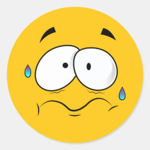 Besorgtes gelbes Emoji Runder Aufkleber