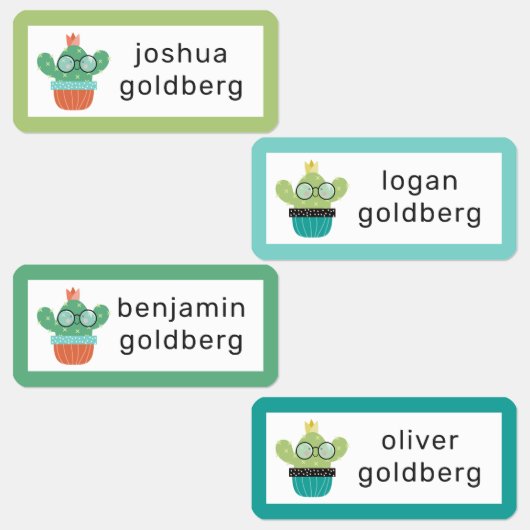 Bespectacled Cactus Add Name Etiketten (Gruppe)