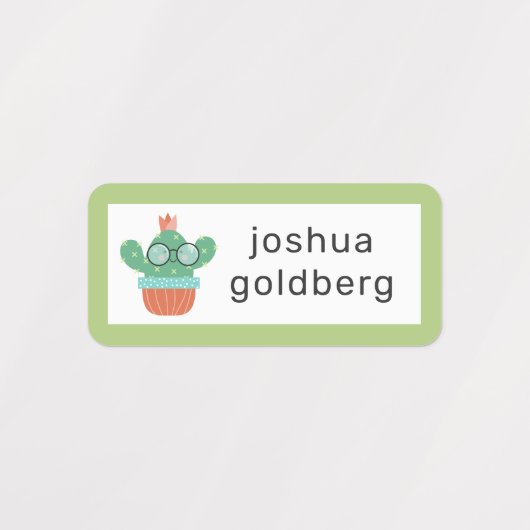 Bespectacled Cactus Add Name Etiketten (Design 1)